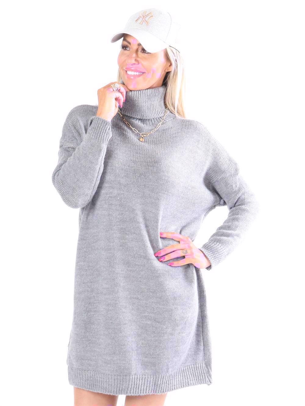 Miranda - Stickad klänning med polokrage